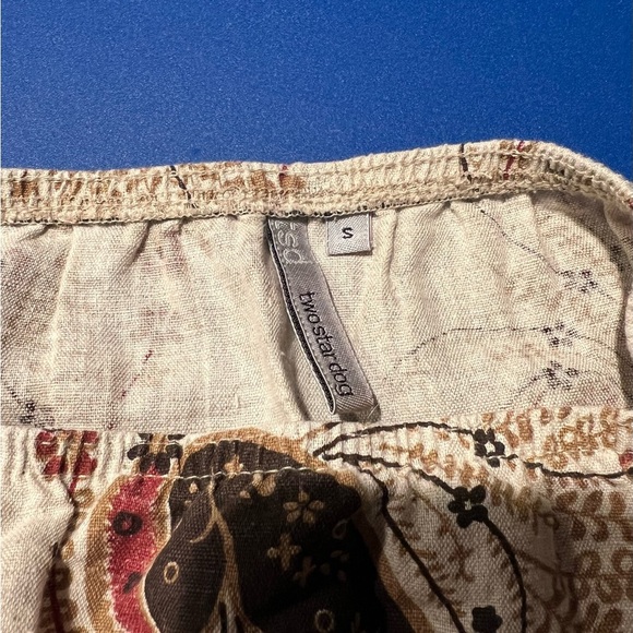 Two Star Dog Women's MIDI Tiered Paisley Linen Cotton Blend Skirt Made In USA Sm - Picture 4 of 6